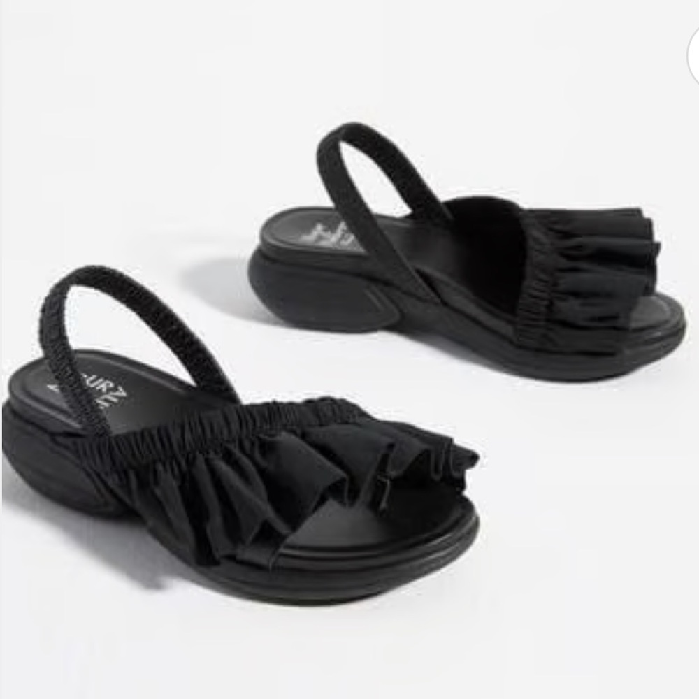 Hope for Flowers by Tracy Reese Black Ruffled Firecracker Sandals